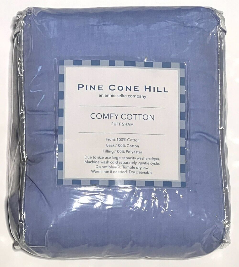 Pine Cone Hill Comfy Cotton Puff Sham EURO FRENCH BLUE Annie Selke New In Pckg